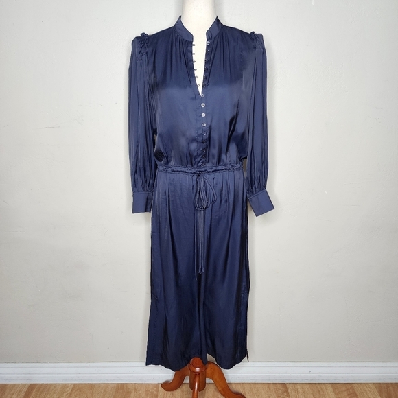 NWT Zadig & Voltaire Relinda Satin Button Front Midi Dress Size Large - Picture 2 of 14